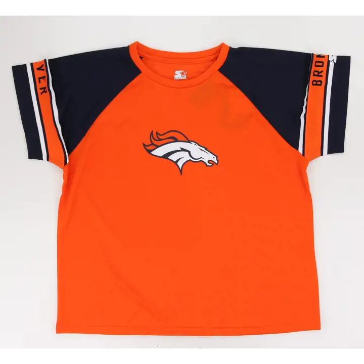T-shirt Denver Broncos NFL pour femme, 1er tour, col rond, bleu marine 24