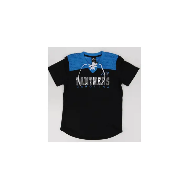 Haut en maille à col en V pour femme NFL Carolina Panthers Higher Up 24 BL