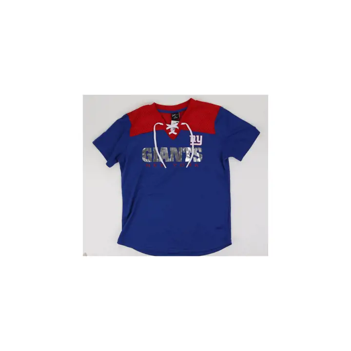 Haut en maille à col en V pour femme NFL New York Giants Higher Up 24 Bleu