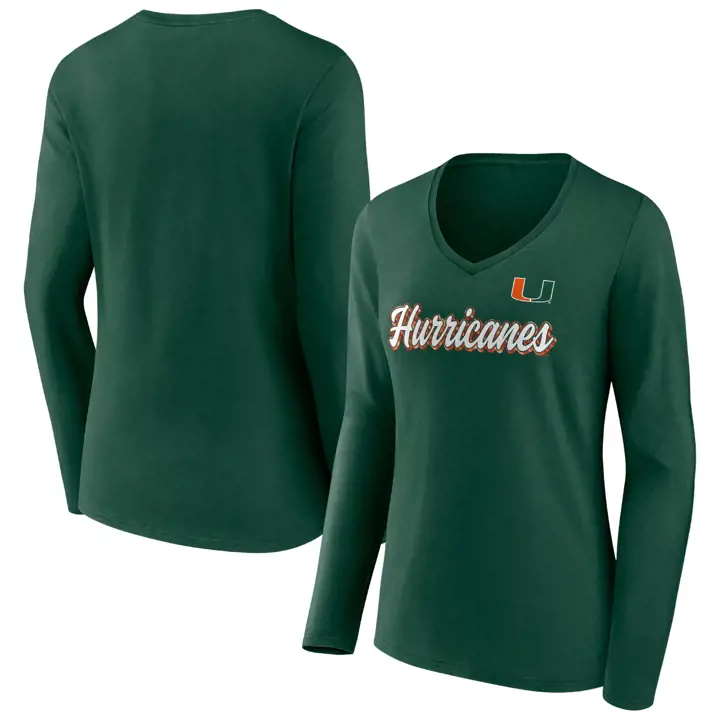 T-shirt à manches longues NCAA Miami Hurricanes femme vert