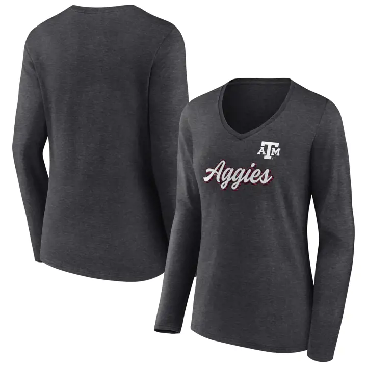 T-shirt de sport pour femme à manches longues Aggies de Texas A&M NCAA gris foncé