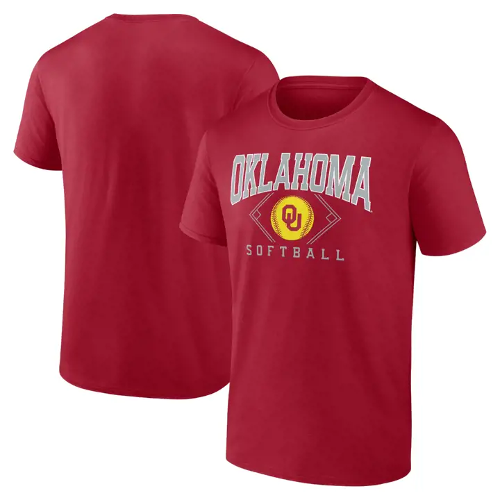T-shirt de softball NCAA 2F Oklahoma Sooners cramoisi