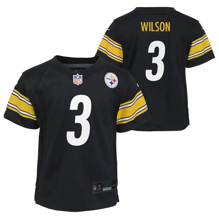 Maillot de jeu pour enfants Pittsburgh Steelers NFL Russell Wilson Noir