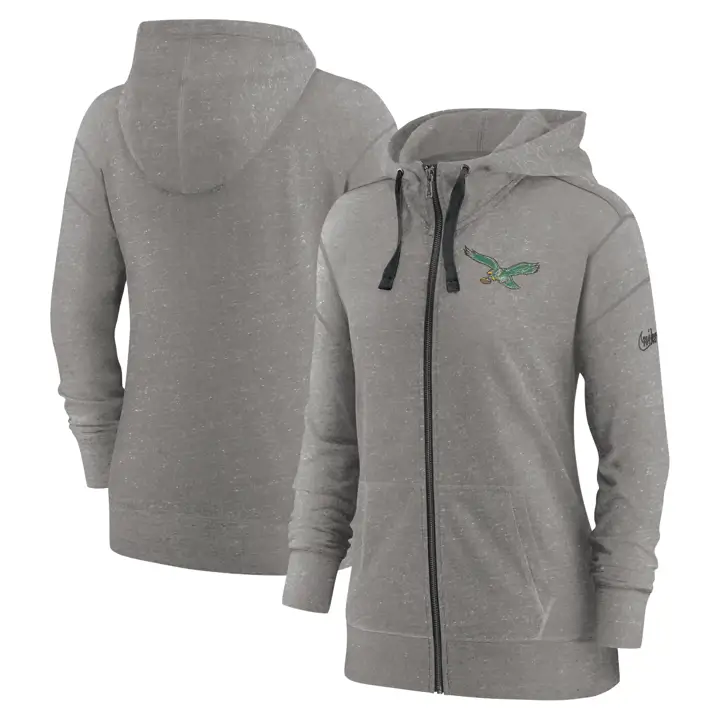 Philadelphia Eagles NFL Nike Sportswear Gym Vintage FZ Femme Gris Chiné
