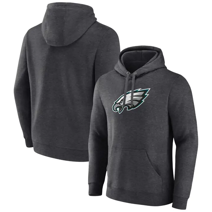 Polaire à capuche NFL pour homme Eagles avec logo principal, charbon