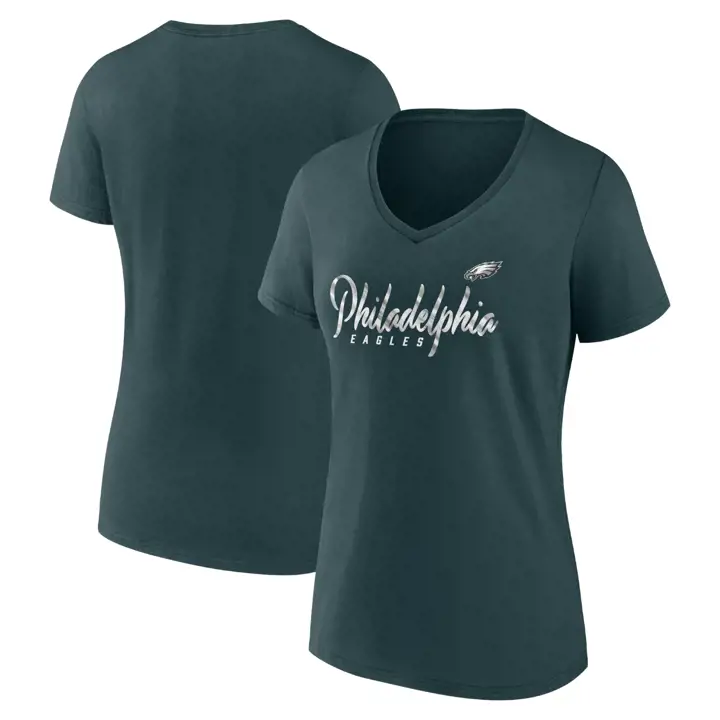 T-shirt court en coton NFL pour femme Eagles Fan Fundamentals Shine Time