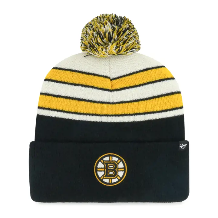 BOSTON BRUINS LNH Bonnet à pompon MB Noir/ or/ naturel