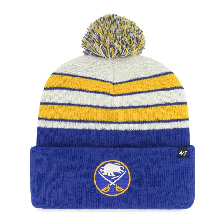 BUFFALO SABRES LNH Bonnet à pompon MB Bleu royal/ gris/ naturel