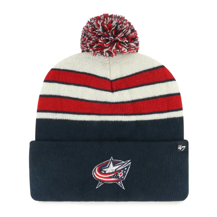COLUMBUS BLUE JACKETS NHL Bonnet à pompon MB MARINE/ rouge/ Naturel