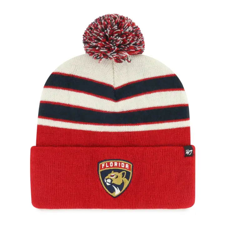 BONNET À POMPON EN MAILLE NHL DES FLORIDA PANTHERS ROUGE/MARINE/NATUREL