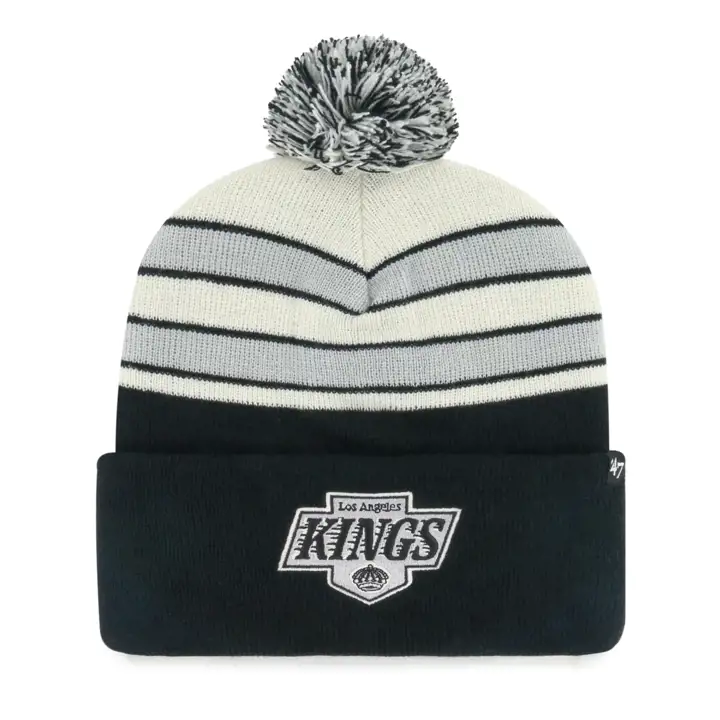 LOS ANGELES KINGS NHL Bonnet tricoté à pompon MB Noir/Gris/Naturel