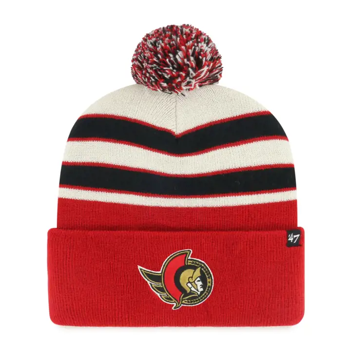 OTTAWA SENATORS LNH Bonnet tricoté à pompon MB ROUGE/ noir/ naturel