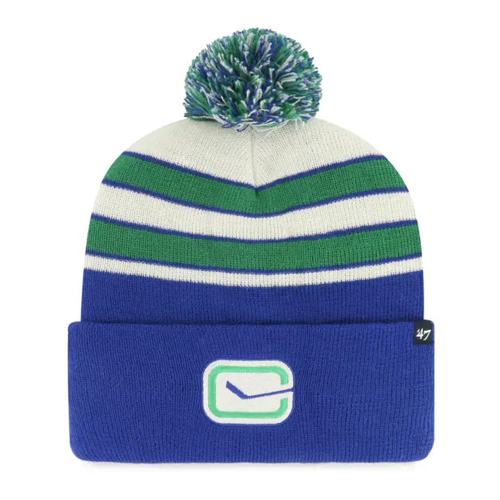 Vancouver Canucks LNH Bonnet Pompon MB Noir/ rouge/ naturel