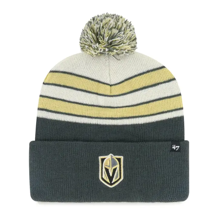 VEGAS GOLDEN KNIGHTS NHL Bonnet Pompon en tricot CHARBON DE BOIS/Doré clair/