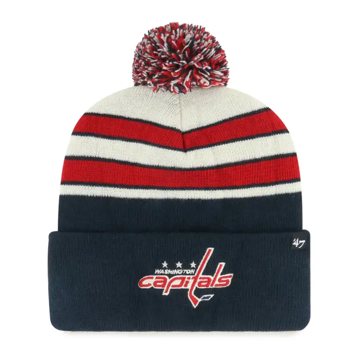 WASHINGTON CAPITALS LNH Bonnet à pompon MB Tricot BLEU MARINE/ rouge/ naturel