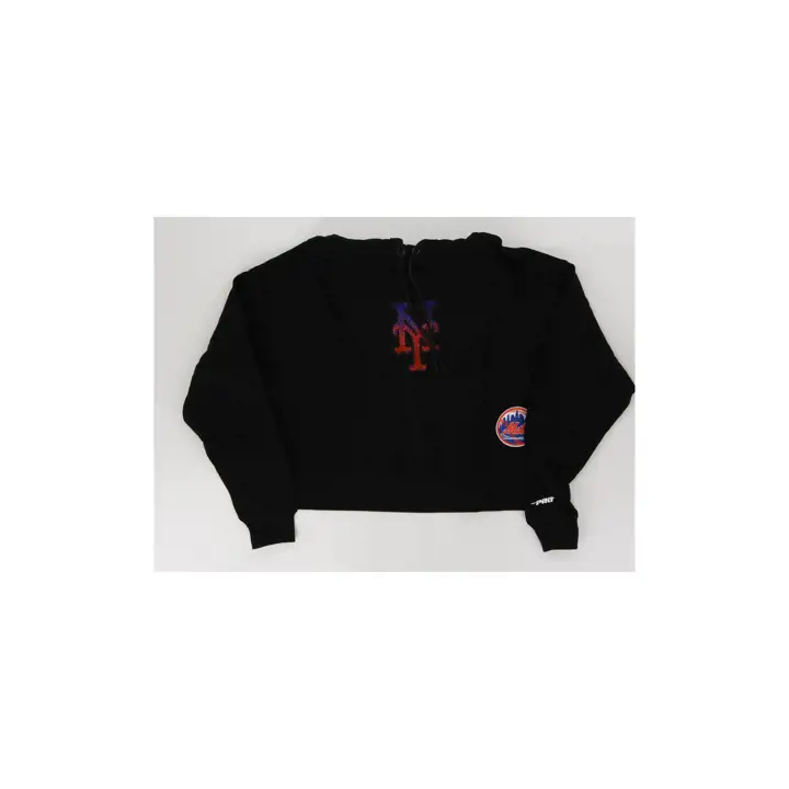 Sweat à capuche court New York Mets MLB pour femme Jewel 24 noir