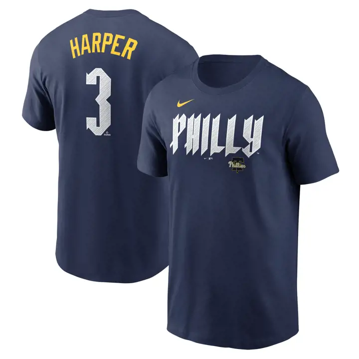 T-shirt Phillies MLB Nike City Connect Noms et numéros pour joueur Bryce Harper