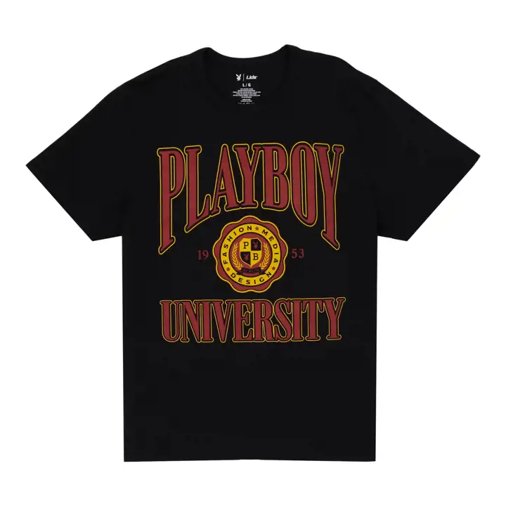 Playboy Varsity Crest T-Shirt BLK/CRIM/GL