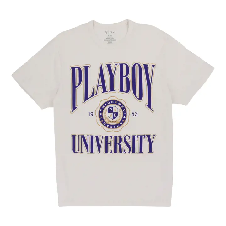 T-shirt à col rond Playboy avec blason universitaire IVO/PUR