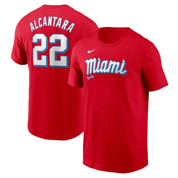 T-shirt Nike MLB Marlins Fuse N&N City Connect Alcantara Rouge