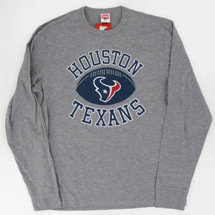 T-shirt à manches longues de football vintage NFL Houston Texans GRIS