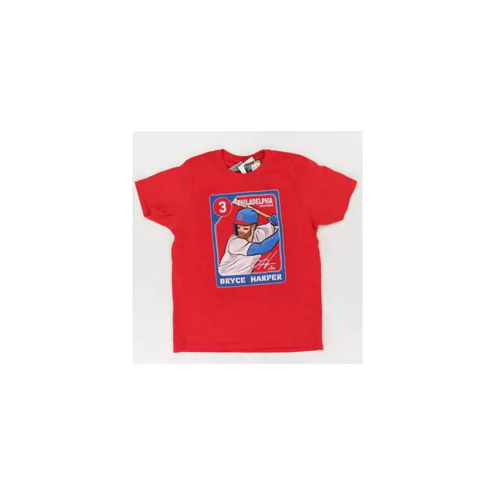 T-shirt de baseball Phillies MLB pour jeune avec carte Bryce Harper ROUGE