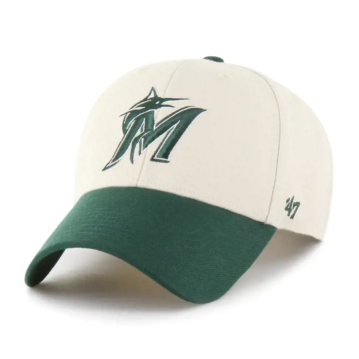MIAMI MARLINS MLB Casquette '47 MVP Bicolore Vert Naturel/Foncé avec Patch Latéral