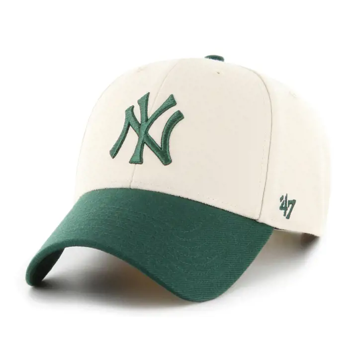 Casquette NEW YORK YANKEES MLB naturelle/vert foncé 2 tons avec patch latéral '47