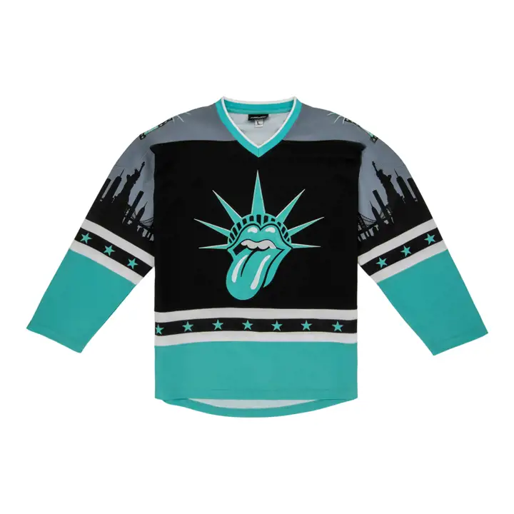 Maillot de hockey Rolling Stones Liberty Stones noir/bleu sarcelle/blanc