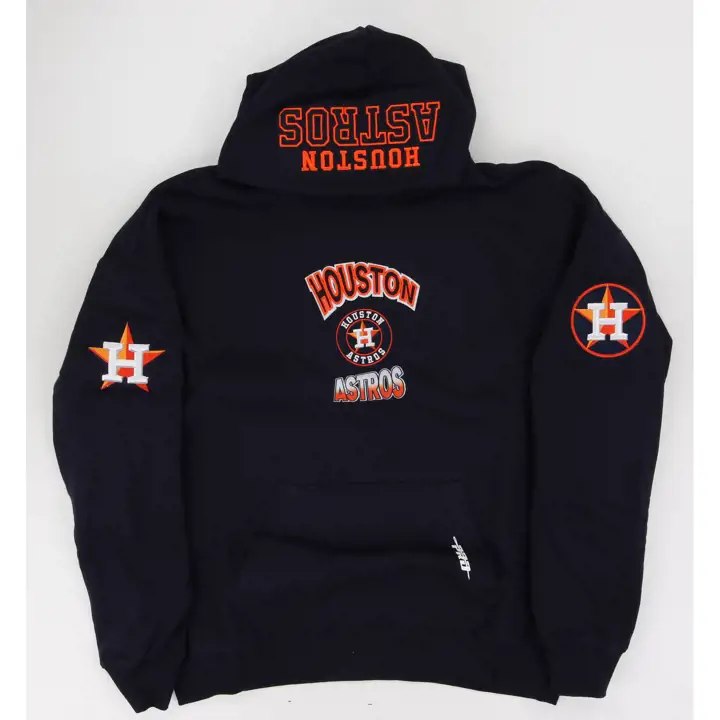 ASTROS MLB ENFLAMME LA FOULE CHUTE D'ÉPAULE SWEAT À CAPUCHE MARINE MOT-SYMBOLE