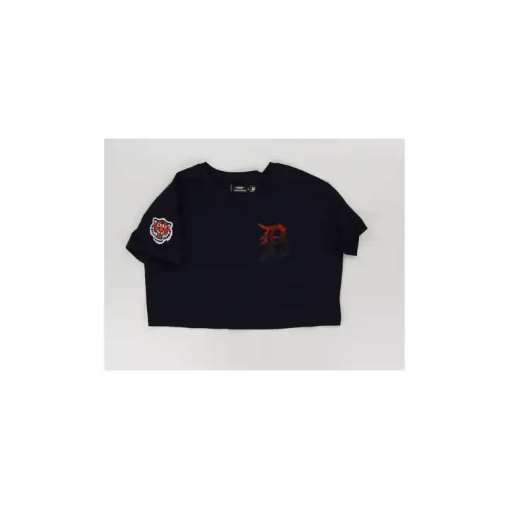 T-SHIRT COURT FEMME COL BIJOU MLB DETROIT TIGERS LOGO ÉQUIPE NOIR