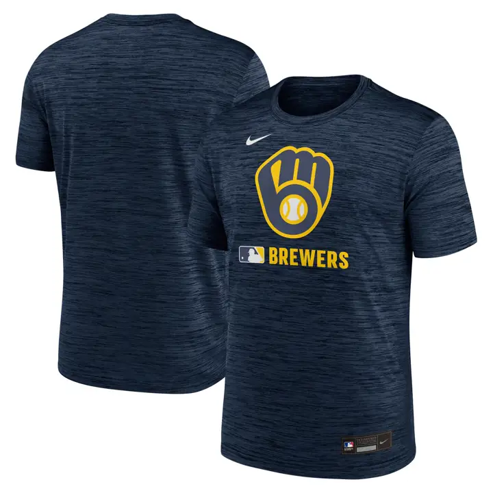 T-shirt MLB Nike AC Velocity Dugout des Milwaukee Brewers BLEU MARINE