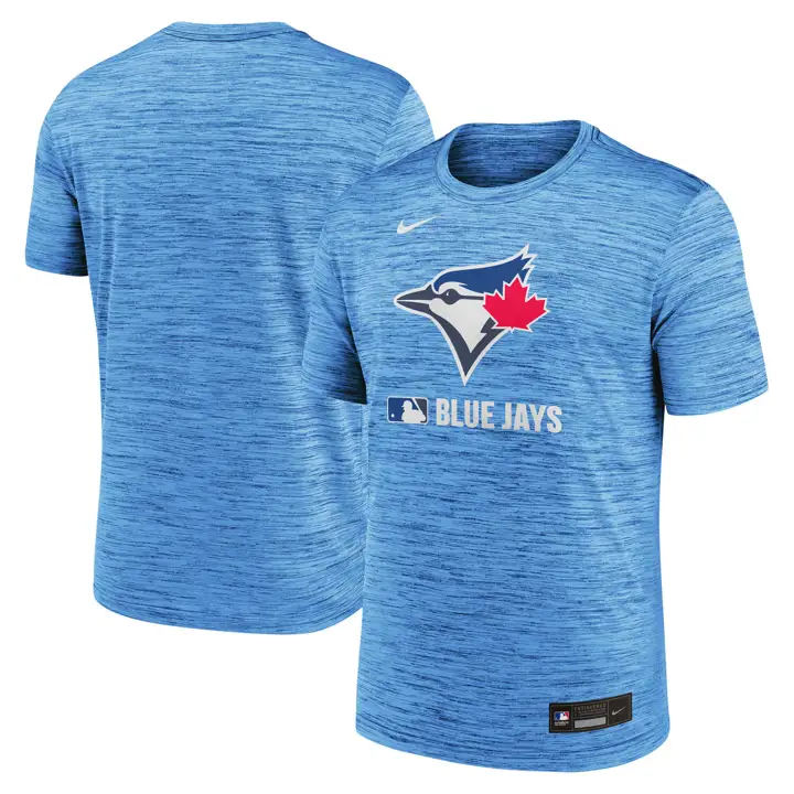 T-shirt de baseball MLB Nike AC Velocity Dugout des Blue Jays de Toronto – Bleu