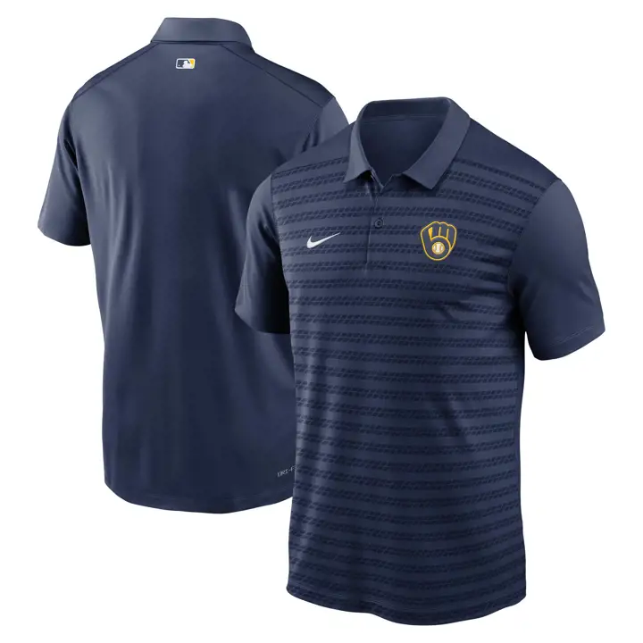 Milwaukee Brewers MLB Nike AC Polo rayé Victory BLEU MARINE