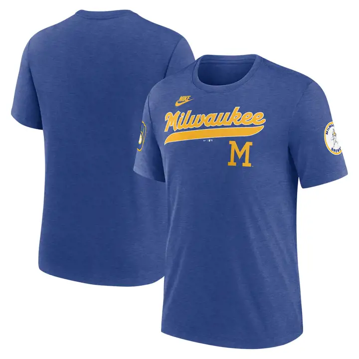 T-shirt Triblend MLB Nike Coop Eras Milwaukee Brewers BLEU