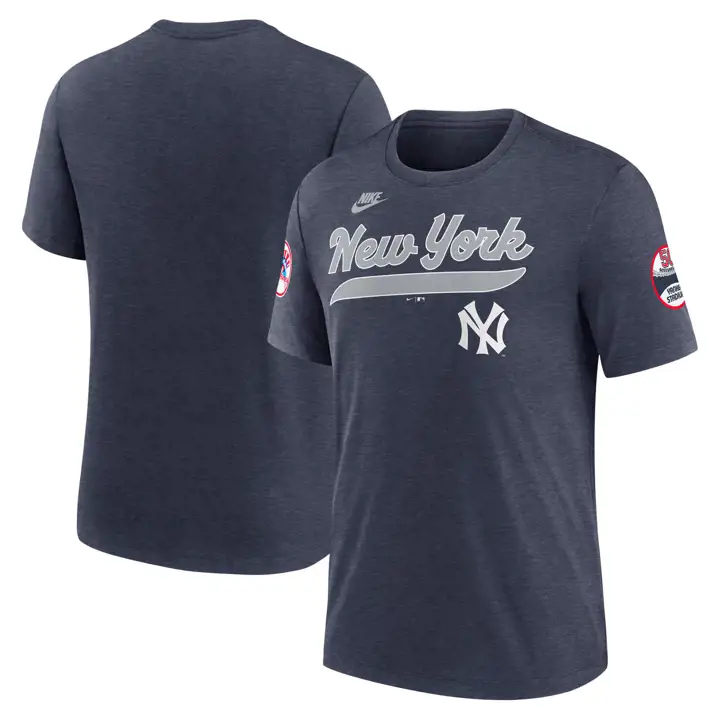 T-shirt à trois couleurs Nike Coop Eras MLB des Yankees de New York BLEU MARINE