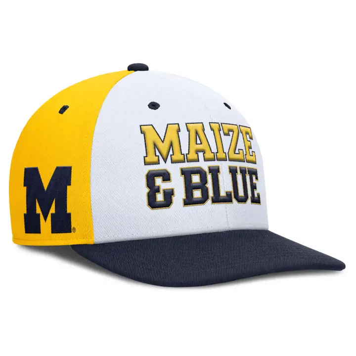 Michigan Wolverines NCAA NK Tri Couleur Snap Blanc/Jaune