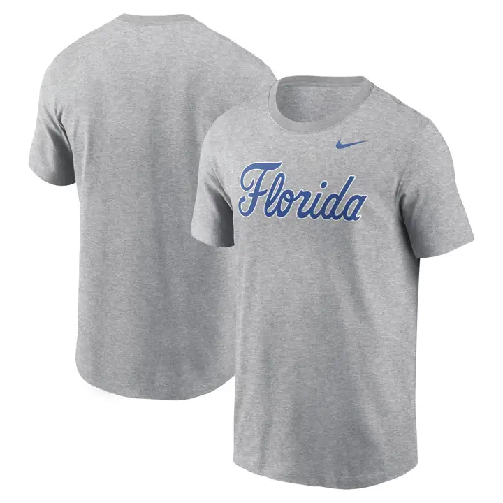 T-shirt Florida Gators NCAA Cotton Wordmark Baseball gris foncé