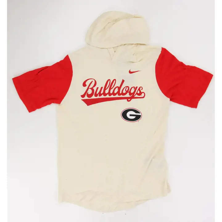 T-shirt à capuche manches courtes Nike Dri-FIT NCAA Georgia Bulldogs 25 Rouge/Naturel