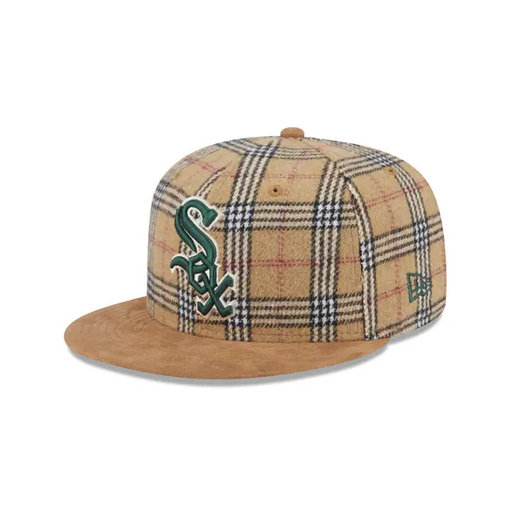 CHICAGO WHITE SOX MLB TAN PLAID/SUEDE 59FIFTY TAN/TAN/GRN