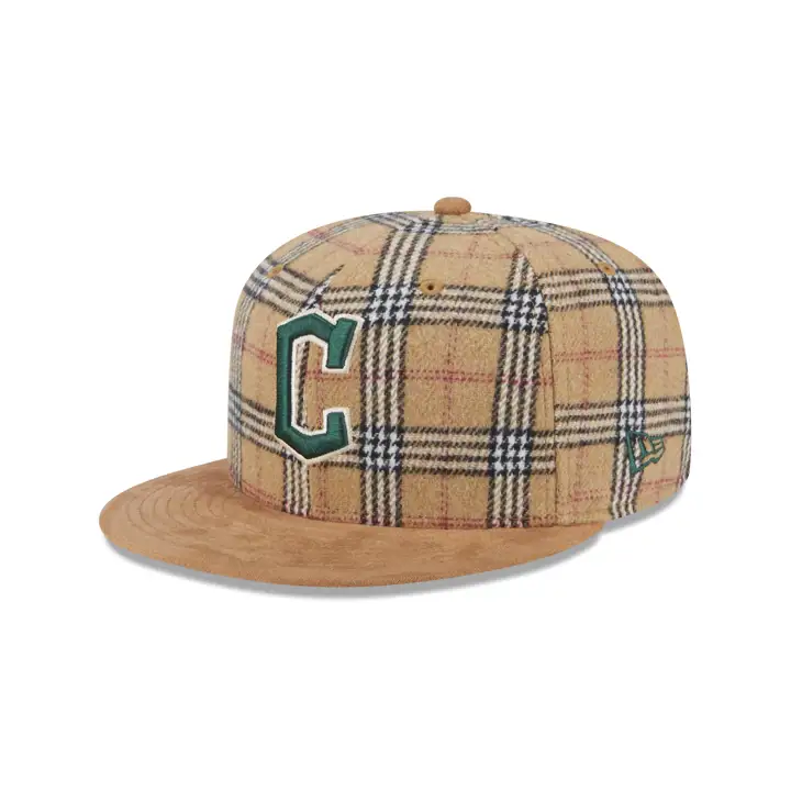 CLEVELAND GUARDIANS MLB TAN PLAID/SUÈDE 59FIFTY BEIGE/BEIGE/VERT