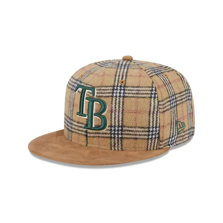 TAMPA BAY RAYS MLB TAN PLAID/SUEDE 59FIFTY TAN/TAN/GRN