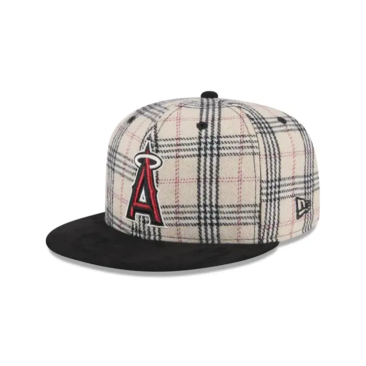 CASQUETTE ANAHEIM ANGELS MLB BLANCHE À CARREAUX/DAIM 59FIFTY BLC/NOIR/VERT