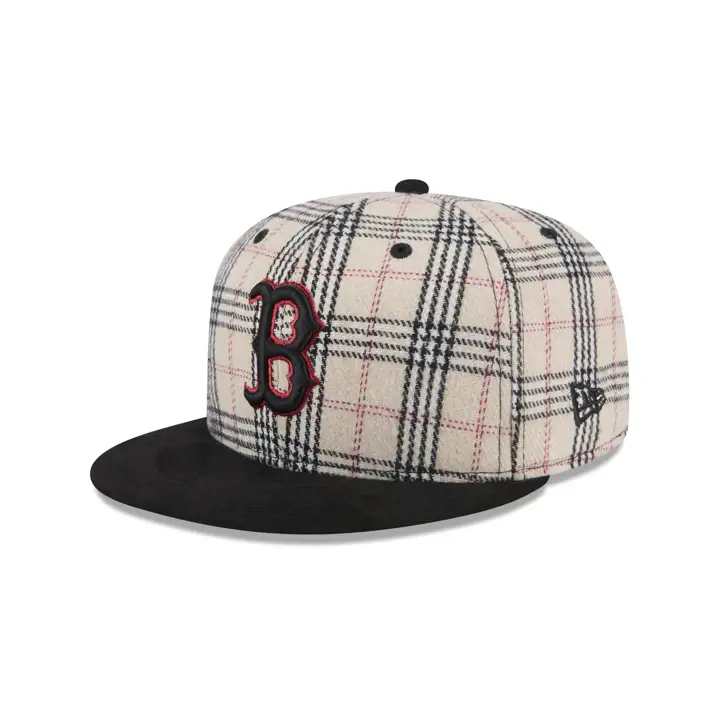 CASQUETTE 59FIFTY MLB BLANCHE/DAIM À CARREAUX DES RED SOX DE BOSTON BLANC/NOIR/VERT