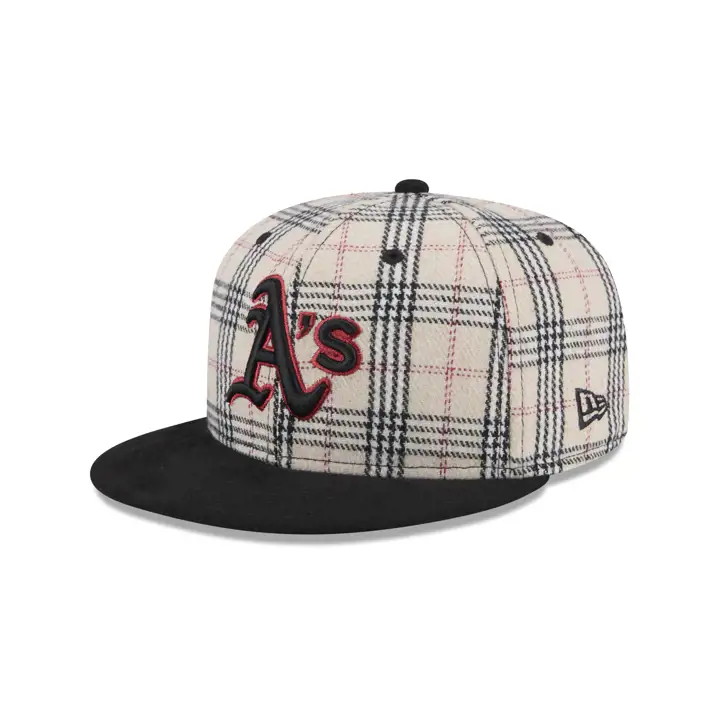 OAKLAND ATHLETICS MLB CARREAUX BLANCS/DAIM 59FIFTY BLANC/NOIR/VERT