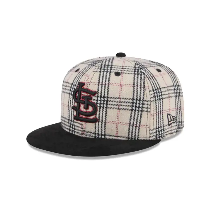 CASQUETTE 59FIFTY MLB ST. LOUIS CARDINALS EN DAIM/BLANC À CARREAUX BLANC/NOIR/VERT