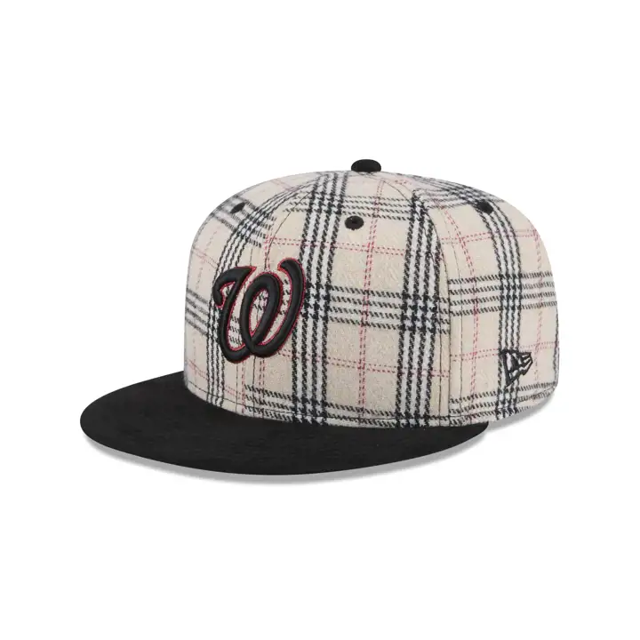 WASHINGTON NATIONALS MLB BLANC PLAID/SUÈDE 59FIFTY BLC/NOIR/V