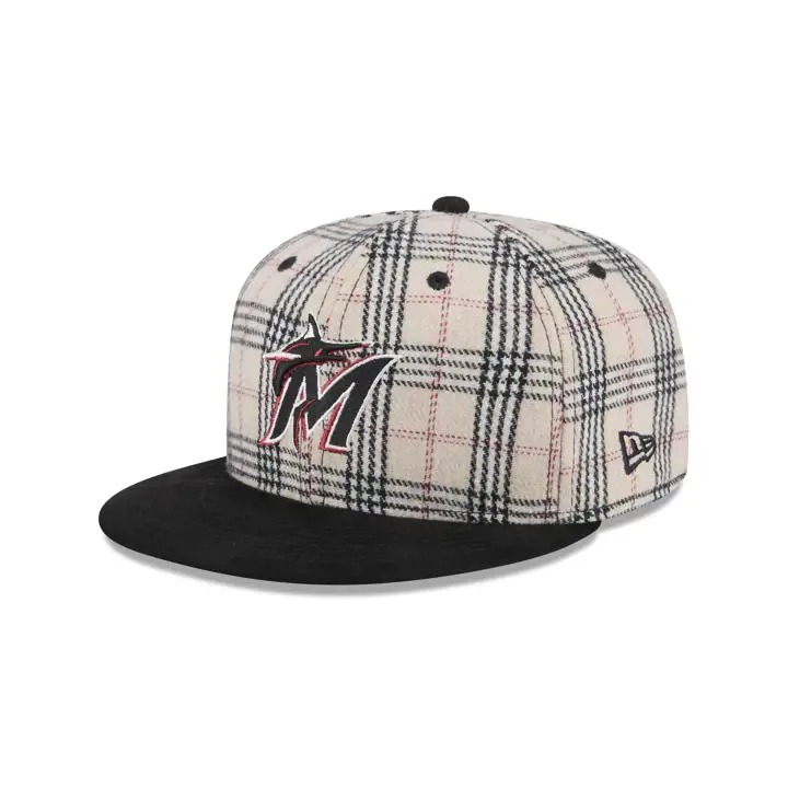 MIAMI MARLINS MLB PLAID/DAIM BLANC 59FIFTY BLC/NOIR/VRTT