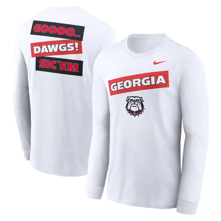 T-shirt à manches longues Georgia Bulldogs NCAA Cotton 2-Hit 25 WHT