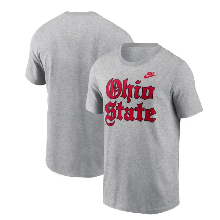 Ohio State Buckeyes M OHIO STATE T-SHIRT VIEIL ANGLAIS gris